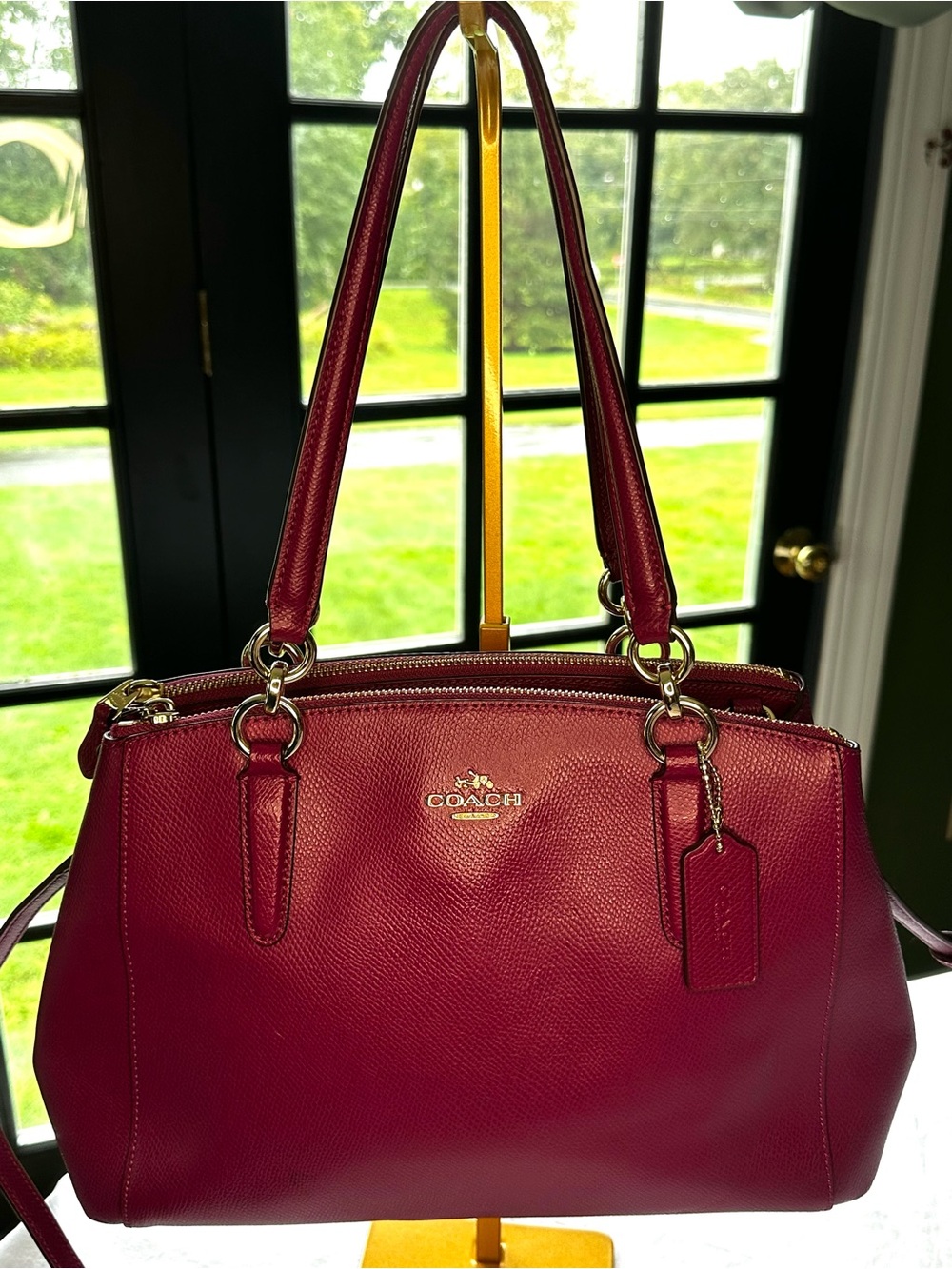 Coach Small Christie Carryall Magenta Crossgrain Leather Satchel Bag Orig: $395